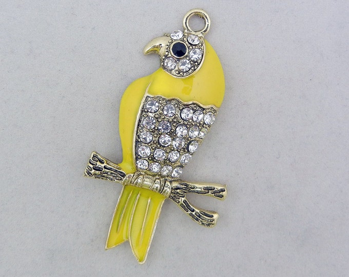 Burnished Gold-tone Parrot on a Branch Pendant- Choose Your Color