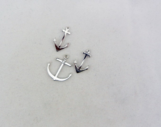 Set of Silver-tone Anchor Charms and Pendant