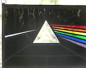 Dark Side Of The Moon Stained Glass Panel Pink Floyd in  many colors  or negative reversed white with black ray