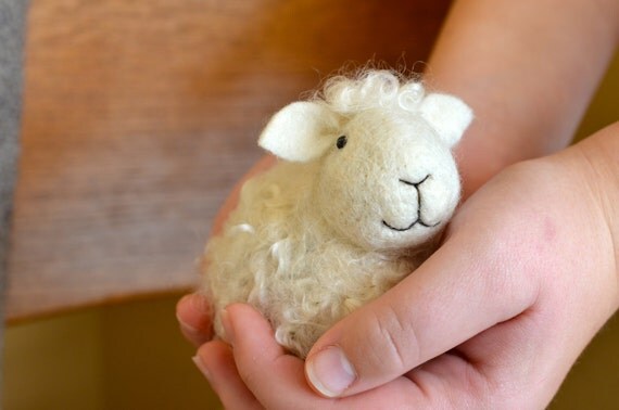 Lamb White wool needle felted Sheep needle by BearCreekDesign