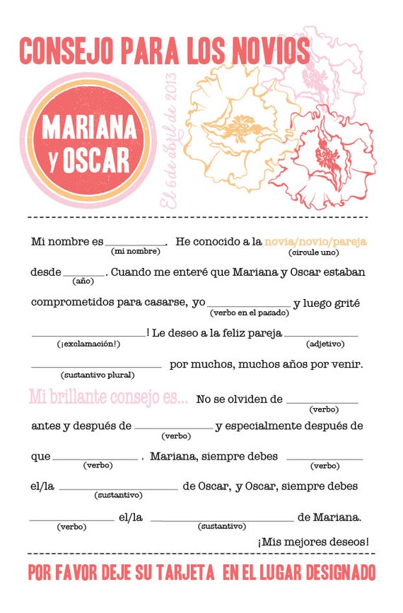 Mad libs "juego para los invitados" 2