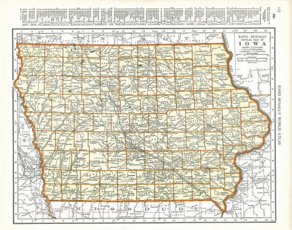 Vintage Iowa Map 1930s Vintage Map Of Iowa