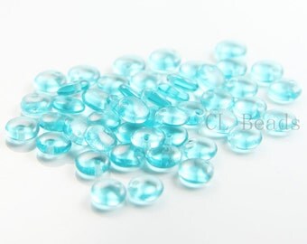 50pcs Czech Glass Beads - Lentils with One Hole - Teal 6mm (6014) (L-142)