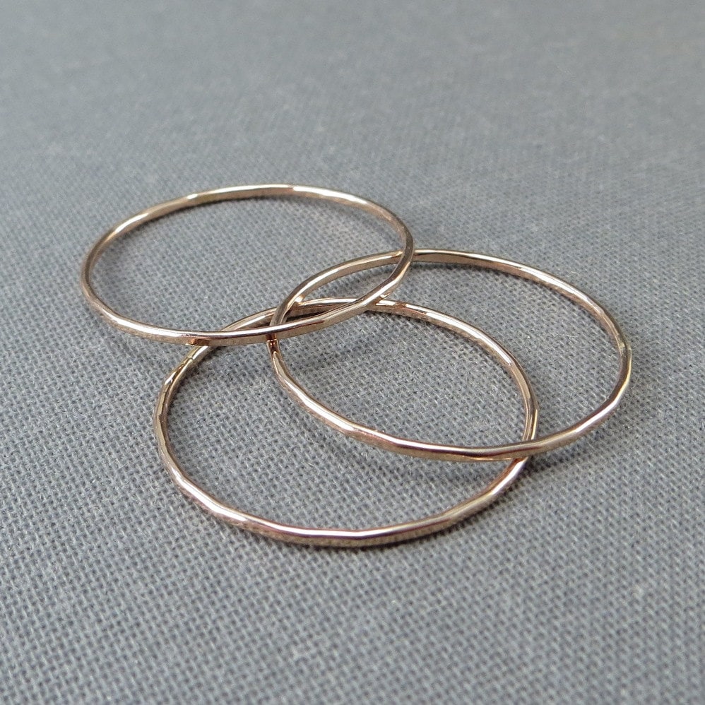 Thin Rose Gold Stackable Rings Set of 3 or 4 by ModernChromatic