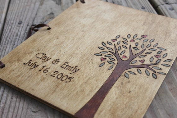 Custom Wedding Guest Book - Love Tree by LazyLightningArt