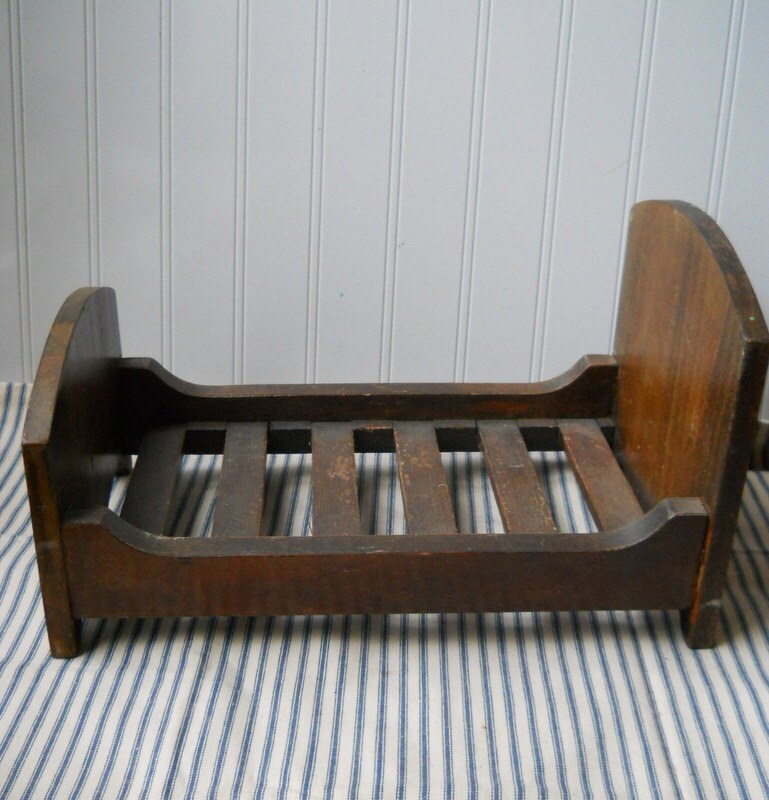 Vintage Wooden doll bed homemade Classic Goldilocks bed