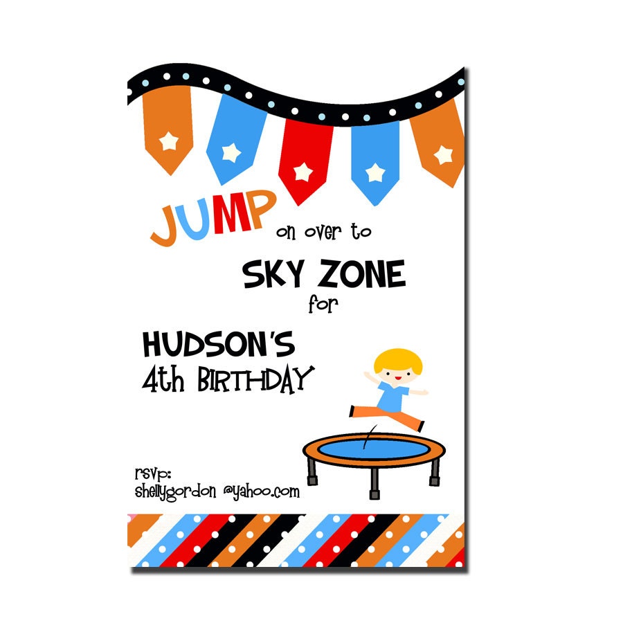 Trampoline Party Invitation Sky Zone Birthday Invitation