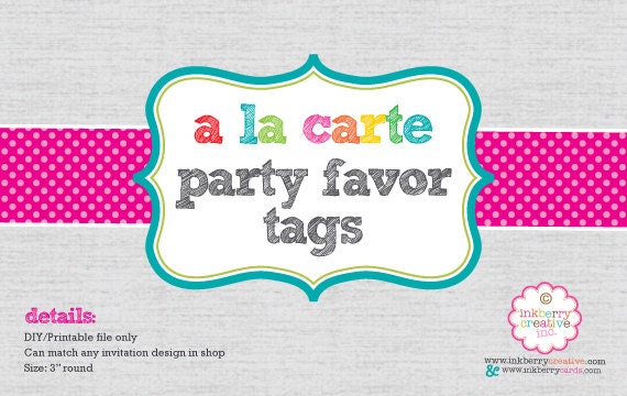 A La Carte FAVOR TAGS - 3" Round - DIY Digital Printable File Il_570xn