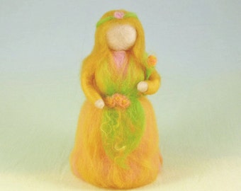 Summer Flower Wool Doll Needle Felted Puppet