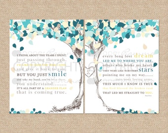 Lyric Rascal Flatts "God Bless the Broken Road"Personalized Keepsake, Valentines /anniversary // Canvas or Art Print Set // W-L14-2PS HH4