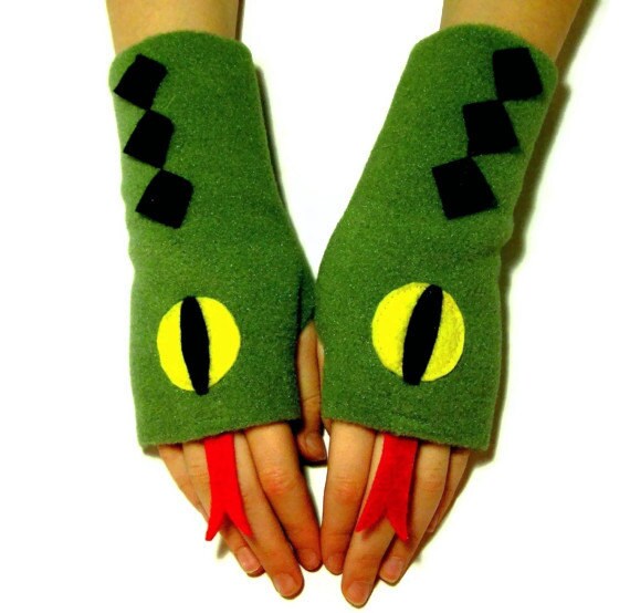 Items similar to Snake Fingerless Gloves Mittens for KIDS (Size Kids XS