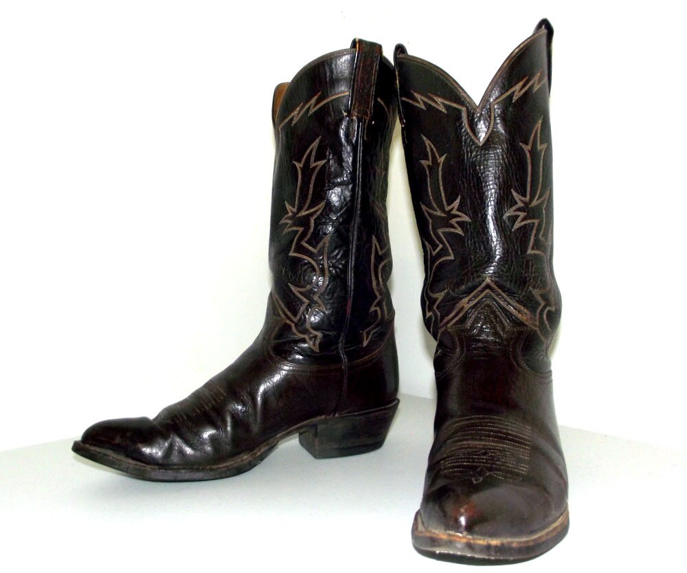 Tony Lama Rockabilly style cowboy boots brown leather size