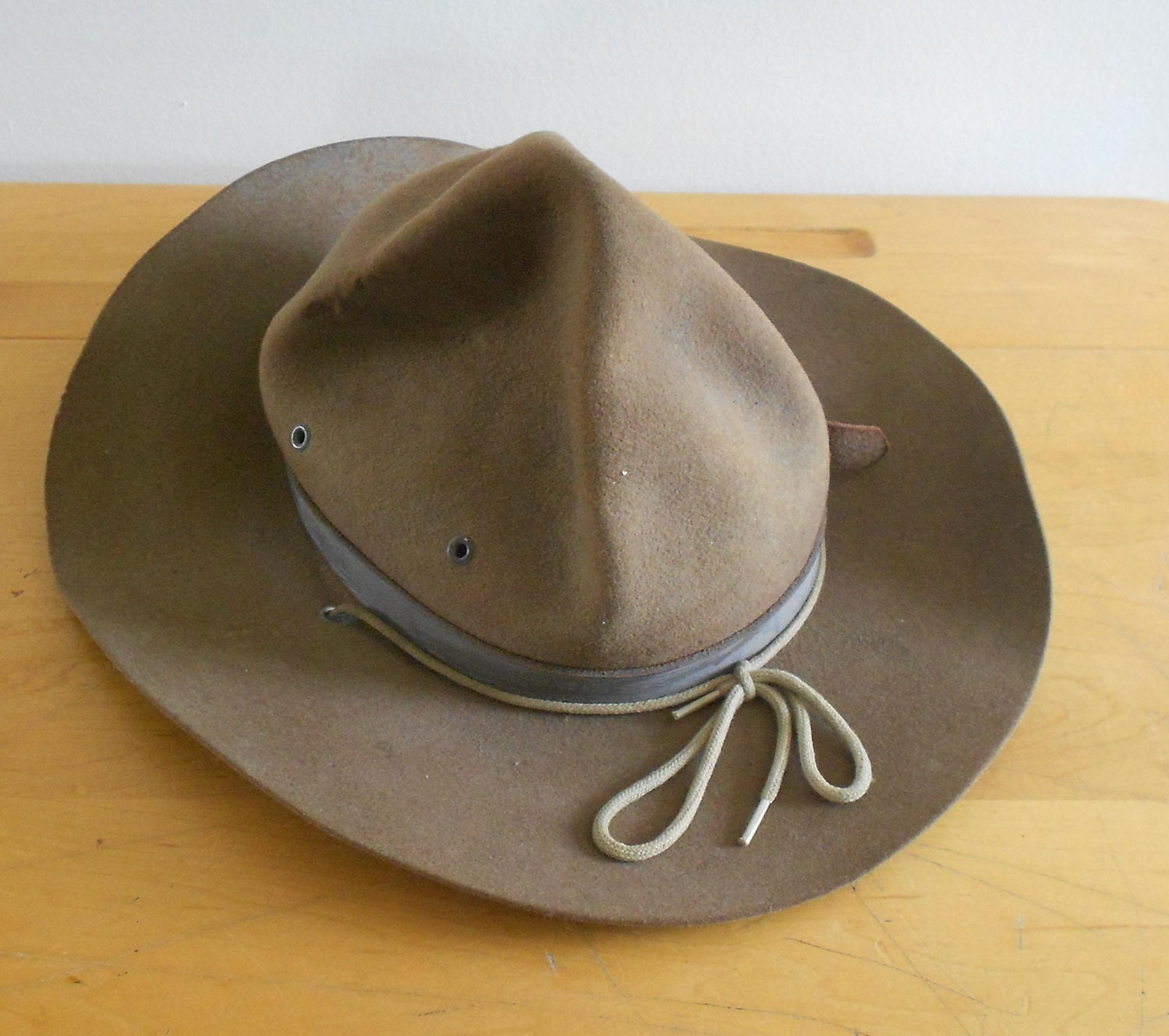 Boy Scout Hat 1950s Brown wool felt