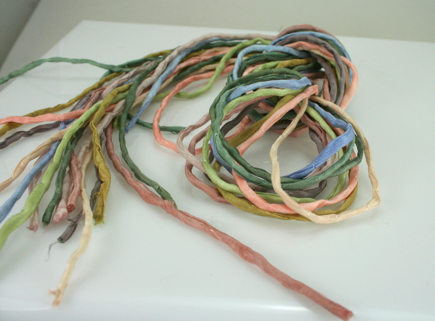 10 ea Silk Strings for Jewelry Making 2mm Silk Cord Desert Sky Hand