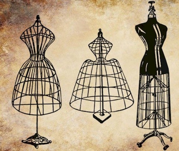 antique wire dress forms mannequins png by DigitalGraphicsShop