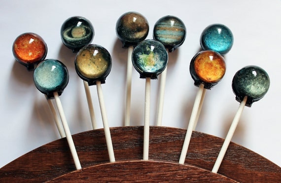 Original as seen on Cnet Planets solar system space ball style hard candy lollipop - 10 pc.