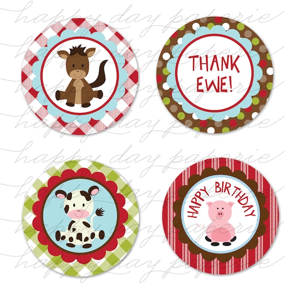 Farm Friends - DIY You Print Favor Tags, Cupcake Toppers, Decorative ...