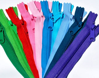 Ten 14 Inch 4.5 Ykk Purse Zippers with a Long Handbag Pulls Mix and Match of 10 Colors
