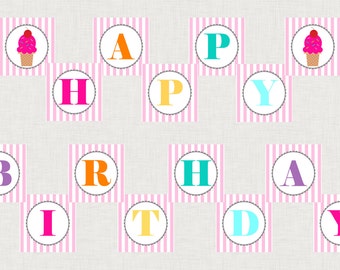 Items similar to Printable Ice Cream Birthday Party -Shabby Chic ...