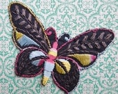 Vintage Applique 1920s 1930s Sew On Fabric Applique Small Butterfly Black Silver Blue 20s 30s Antique Dress Trim