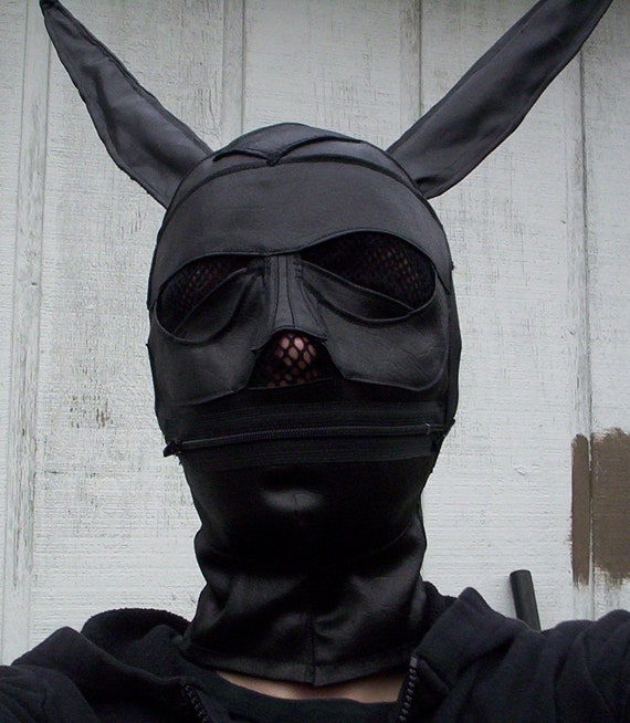 SALE Handmade Bunny Rabbit Gimp Mask by Tsukatta Black Veggie