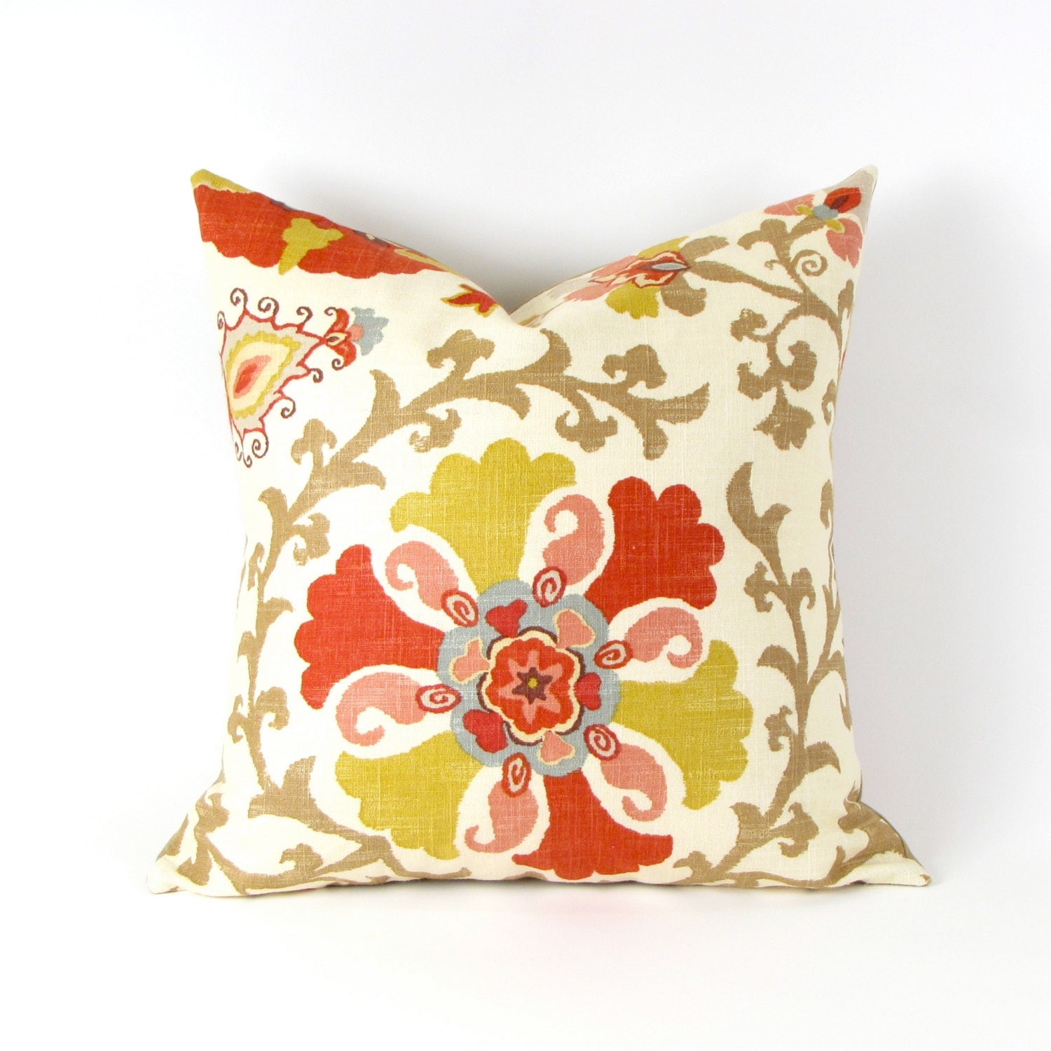 Suzani Spice Linen Pillow Cover 18 Inch By Micasabella On Etsy