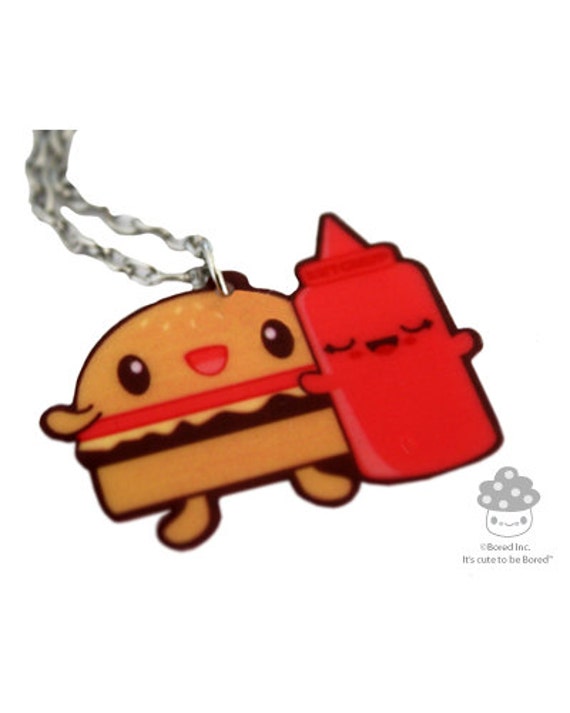 SALE Hamburger & Ketchup Necklace BFF
