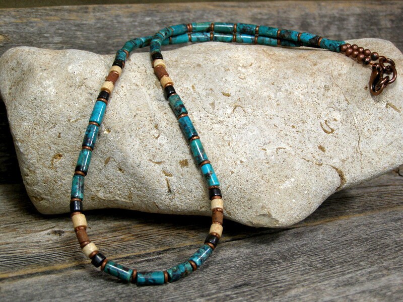 Mens Necklace Turquoise Necklace Heishi Necklace Mans
