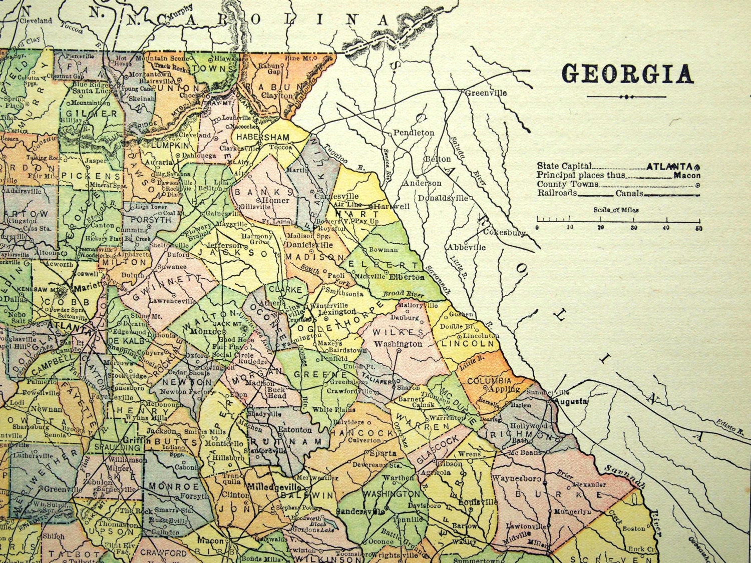 1896 Vintage Map of Antique Map Old Map of