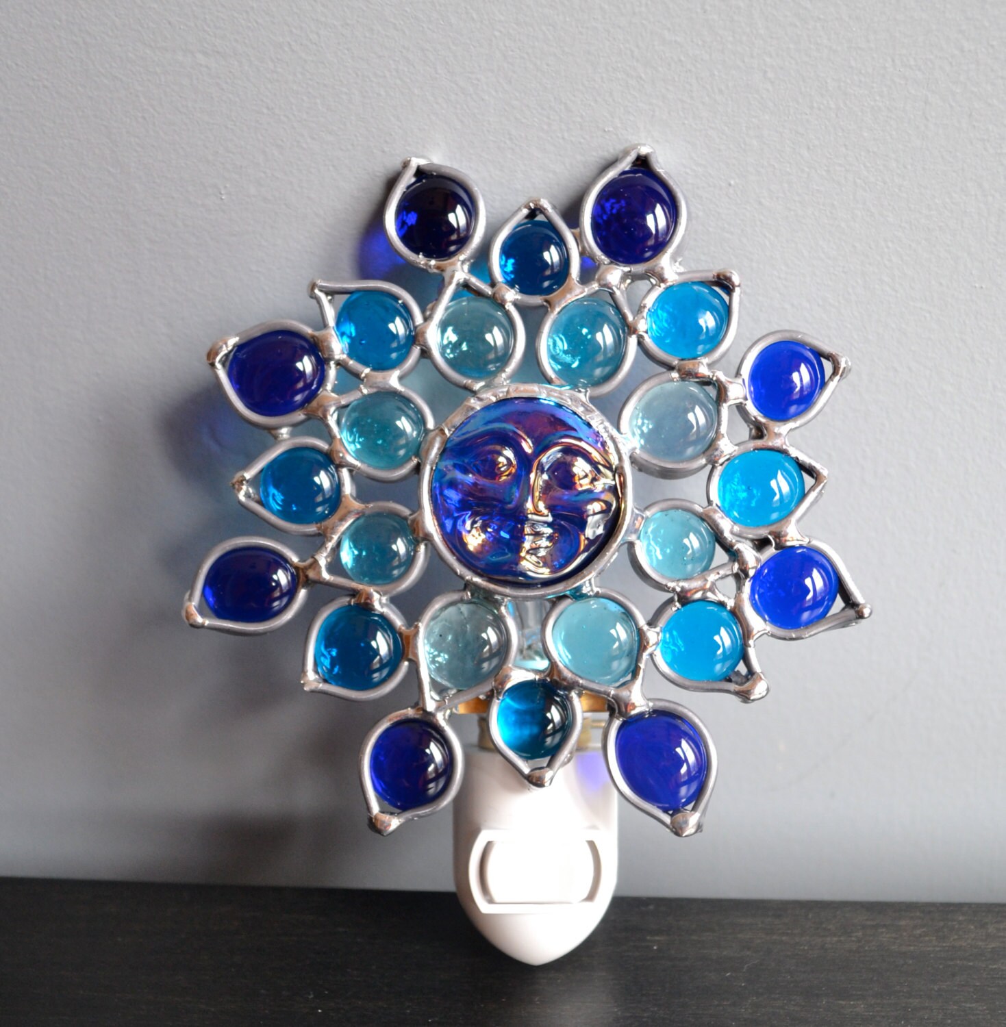 Blue Moon Stained Glass Nightlight