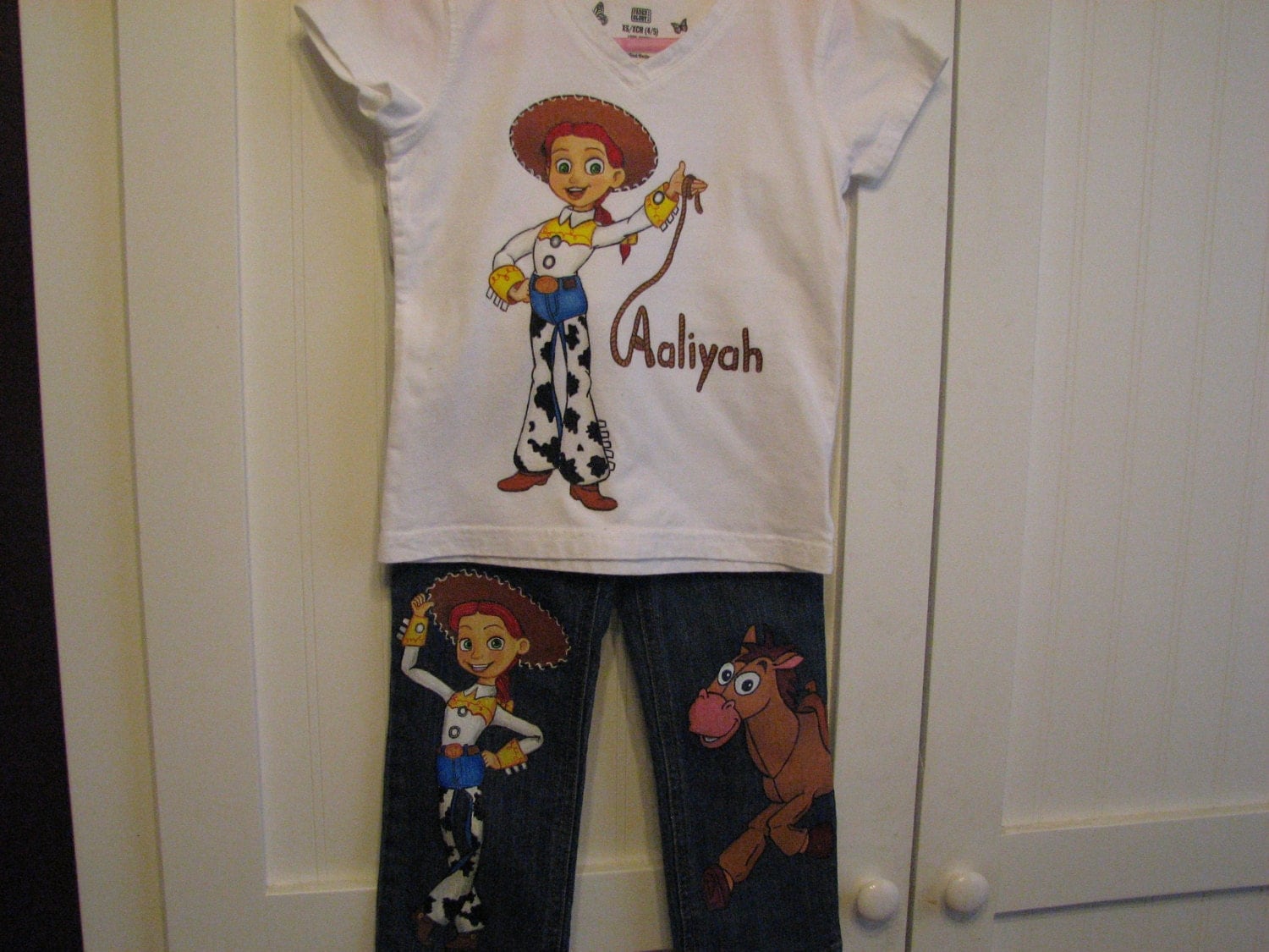 Disney clothing custom painted Toy Story Jessie jeans by Babykid35