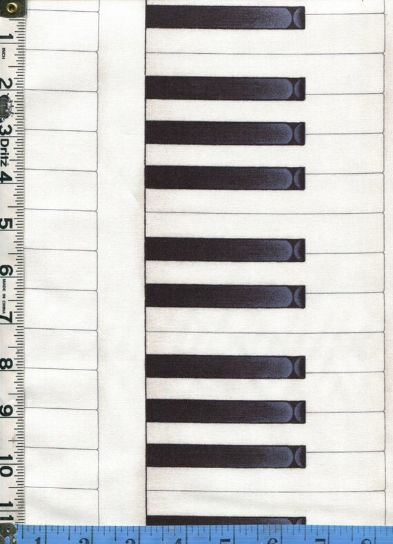 Fabric Andover Piano Keys keyboard lengthwise stripe Shaded black off white music pianist