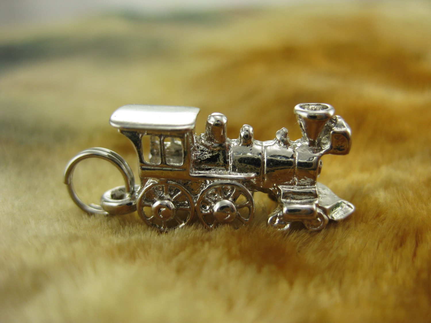 Train Charm Sterling Silver Vintage 3D Charm