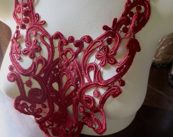 RED Lace Applique in Deep Red Venise Lace for Garments, Costume Design CA 120red
