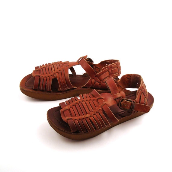 Huaraches Woven Sandals Vintage 1970s Leather Wedge Exersole
