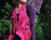 Felt Melted Holey Halter Neck Tie Up Hot Pink Pixie Fairy Vest OOAK