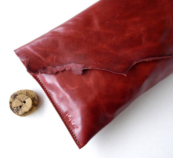 Leather Clutch Raw and RUSTIC with Raw Edge by TheFigLeaf