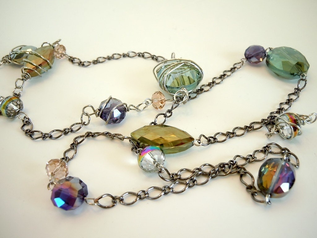 OOAK Wire Wrapped Crystal Necklace by Debbie Renee by DebbieRenee