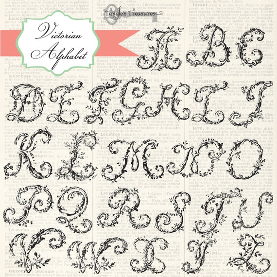 items similar to instant download victorian alphabet digital clip