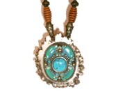 Antler Rosette Necklace with Metal Inset Medallion