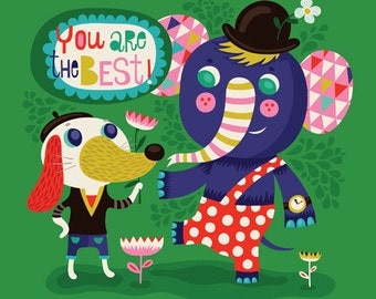 You are the Best ... limited edition giclee print of an original illustration (8 x 8 in, 20 x 20 cm)