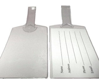 5 Large Luggage Tags Clear Vinyl DIY