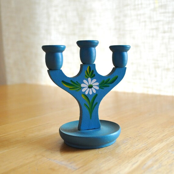 vintage wooden swedish candle holder