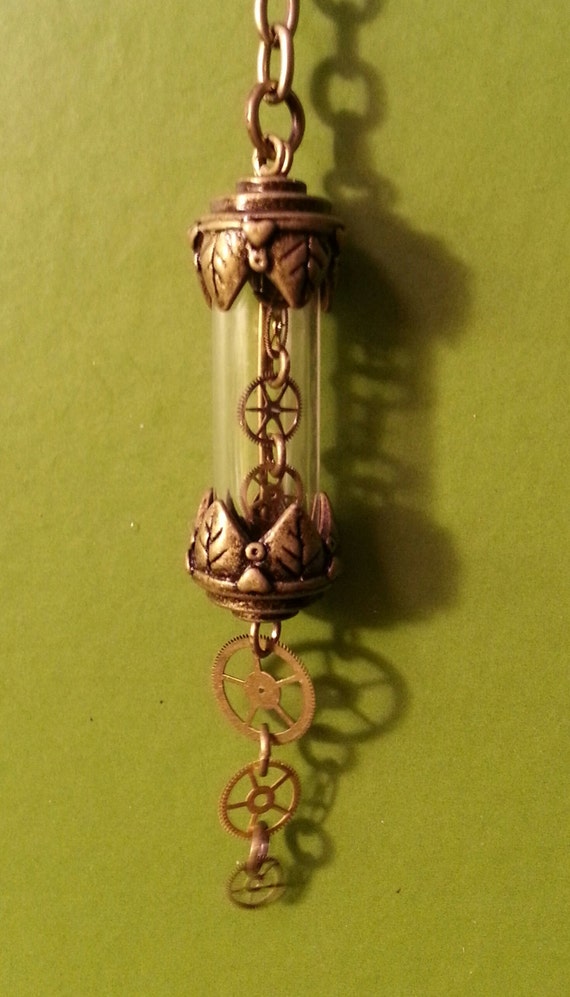 Glass Vial of Gears - Necklace - Steampunk