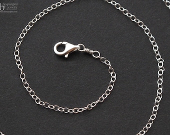 Sterling Silver Chain Necklace, Oval Link Cable Chain (1.5mm) 16", 18", 20", 22", 24" - Great for charms or pendants