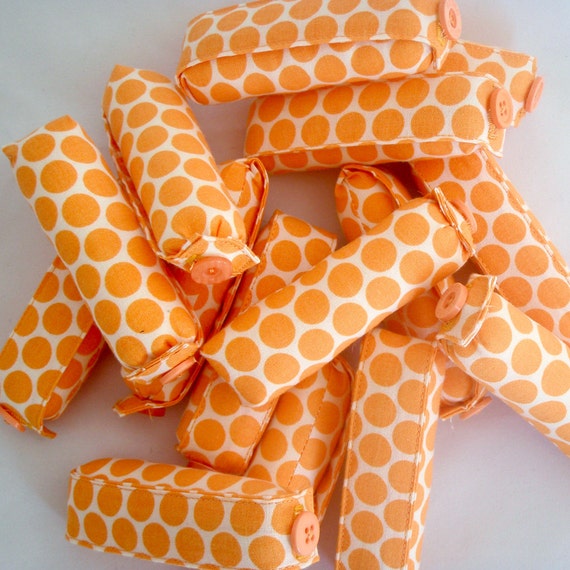 Orange Creamsicle Fabric Hair Curlers size by PurplePinwheel