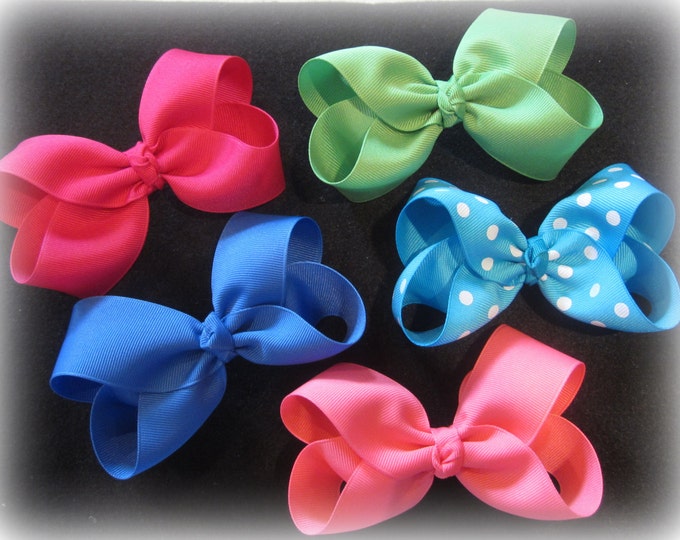Boutique Hair Bows, Girls Hairbows, Single Layer Bows, Basic Bows, 4 inch Hair Bows, Lot of 16 Hairbows, Medium Bows, Baby Headbands, Bows