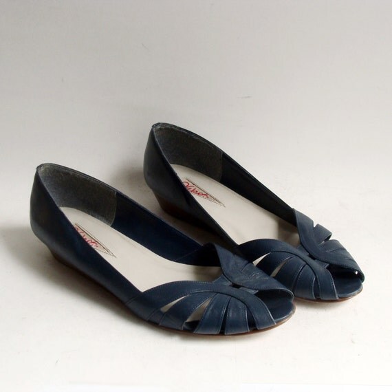 navy blue wide fit flat shoes