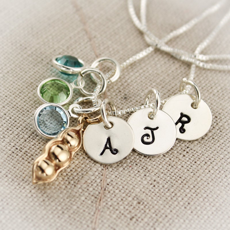 Three Peas in a Pod Necklace Personalized Sterling Silver and
