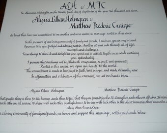 Quaker wedding certificate | Etsy